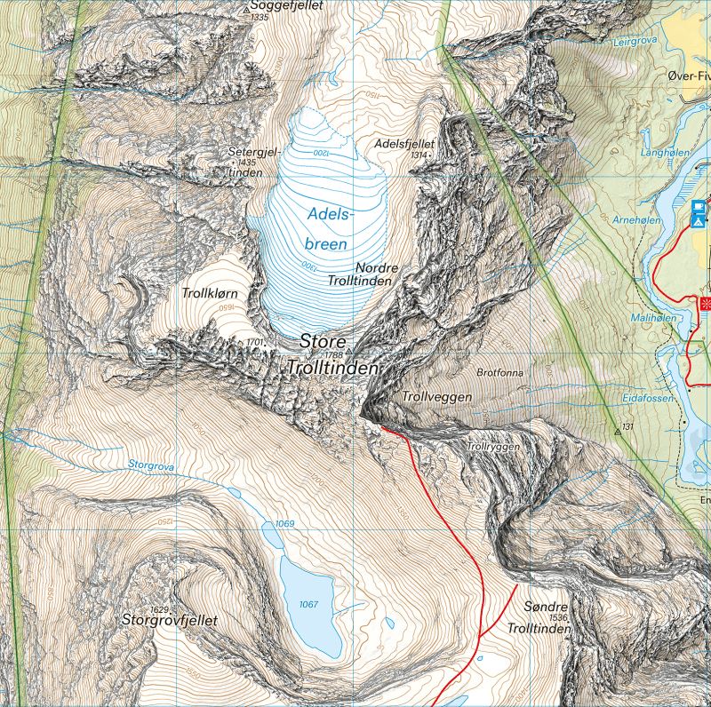 Carte de haute montagne - Romsdalen: Trolltindan & Høgstolen (Norvège) | Calazo - Høyfjellskart carte pliée Calazo 