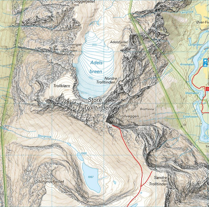 Carte de haute montagne - Romsdalen: Trolltindan & Høgstolen (Norvège) | Calazo - Høyfjellskart carte pliée Calazo 