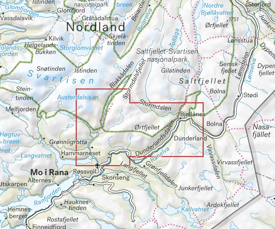 Carte de haute montagne - Røvassdalen & Dunderlandsdalen (Norvège) | Calazo - Høyfjellskart carte pliée Calazo 