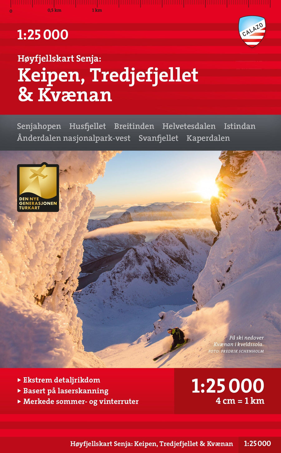 Carte de haute montagne - Senja: Keipen, Tredjefjellet & Kvænan (Norvège) | Calazo - Høyfjellskart carte pliée Calazo 