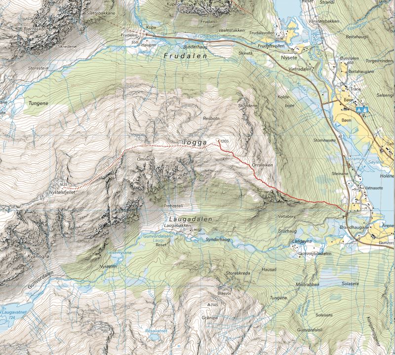 Carte de haute montagne - Sogndal: Togga og Frudalshesten (Norvège) | Calazo - Høyfjellskart carte pliée Calazo 