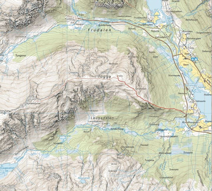 Carte de haute montagne - Sogndal: Togga og Frudalshesten (Norvège) | Calazo - Høyfjellskart carte pliée Calazo 