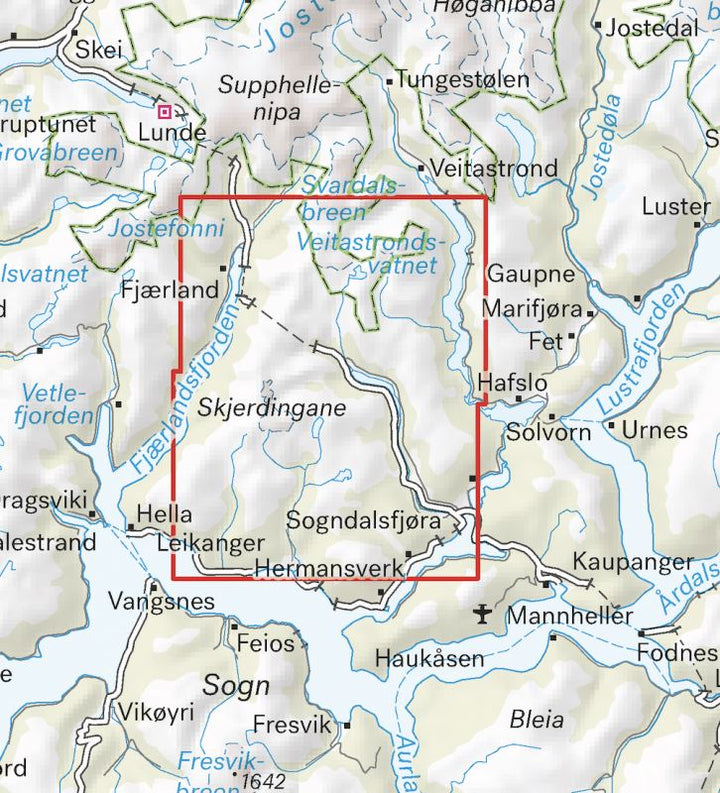 Carte de haute montagne - Sogndal: Togga og Frudalshesten (Norvège) | Calazo - Høyfjellskart carte pliée Calazo 