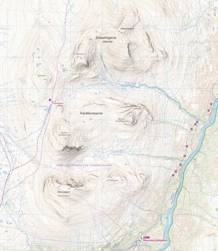 Carte de haute montagne - Storulvån & Snasahögarna (Suède) | Calazo carte de randonnée Calazo