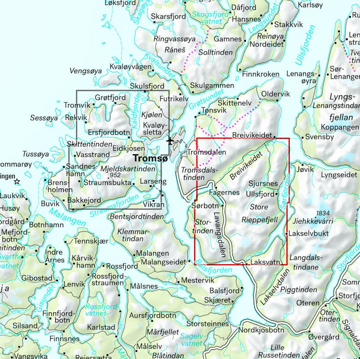 Carte de haute montagne - Tromsø: Breivikeidet Laksvatn (Norvège) | Calazo - Høyfjellskart carte pliée Calazo 