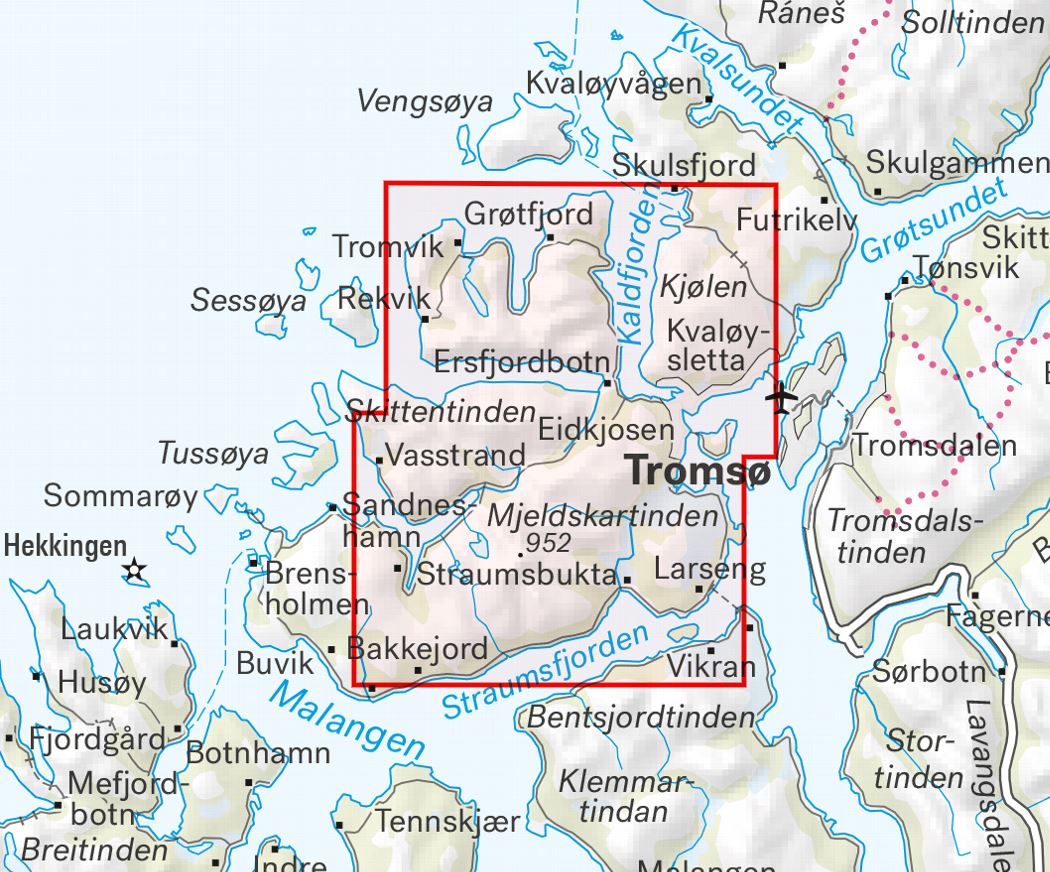 Carte de haute montagne - Tromsø: Kvaløya (Norvège) | Calazo - Høyfjellskart carte de randonnée Calazo