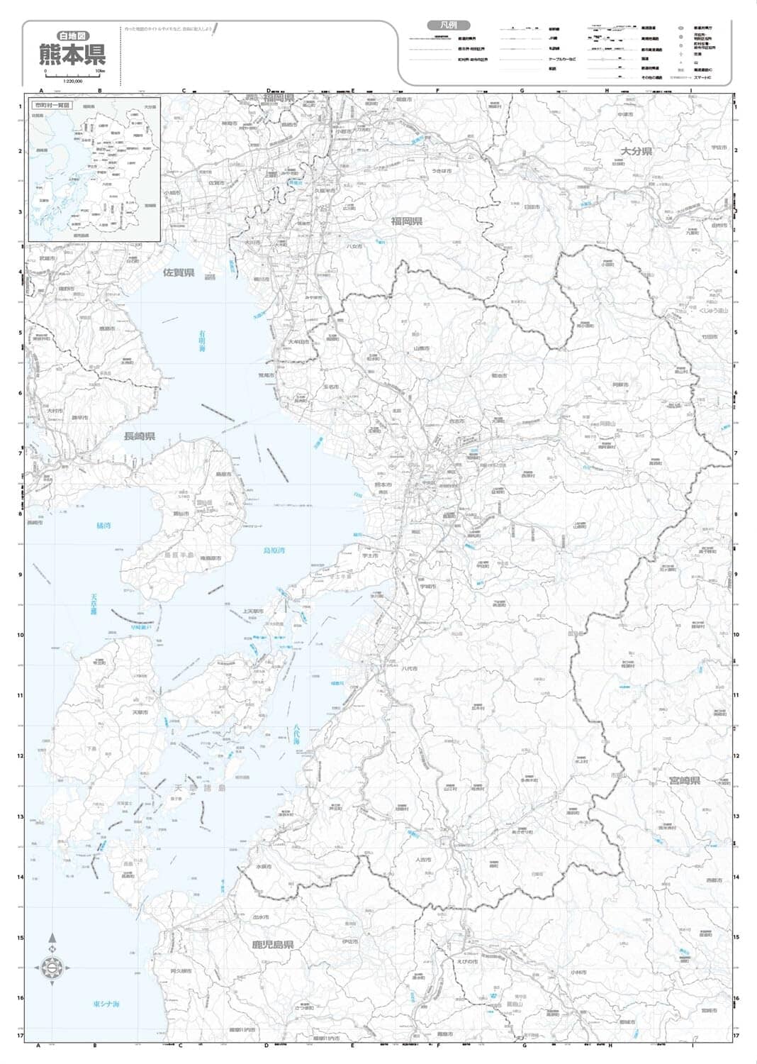 Carte de la préfecture de Kumamoto | Mapple carte routière Mapple 