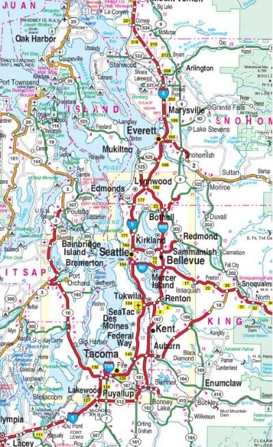 Carte plastifiée de l'État de Washington | GM Johnson carte routière GM Johnson