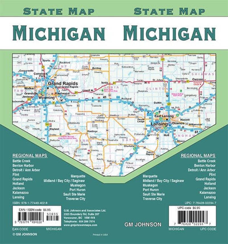 Carte de l'État du Michigan | GM Johnson carte routière GM Johnson Default Title