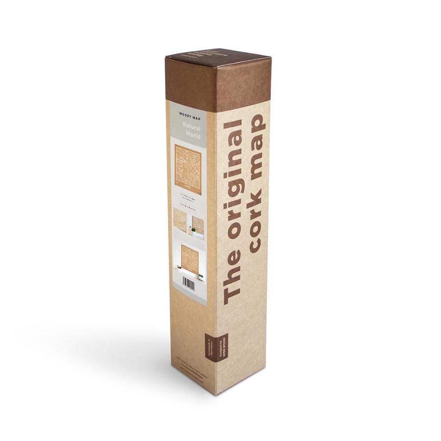 Carte de l'Europe en liège - couleur naturelle, impression blanc (60 x 45 cm) | Miss Wood carte murale livrée à plat Miss Wood