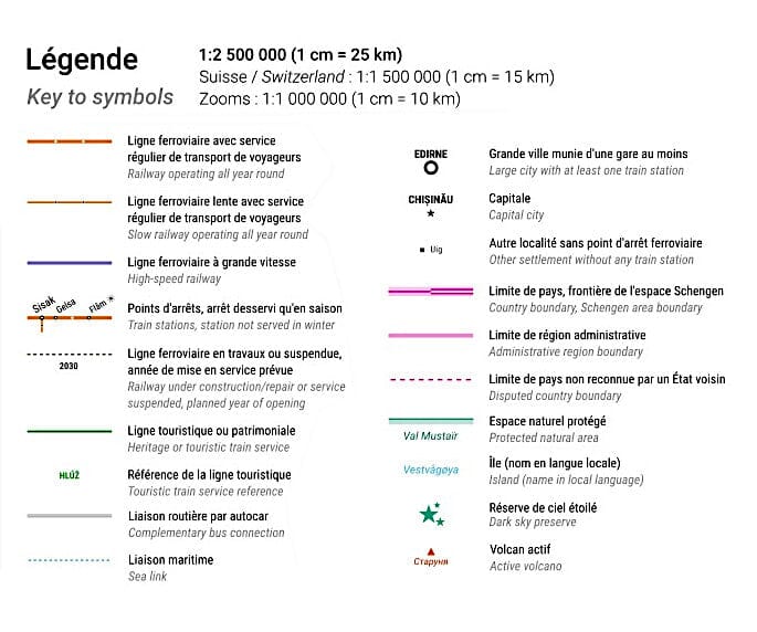 Carte de l'Europe : Voyage en train | Cartotrain carte routière Cartotrain 