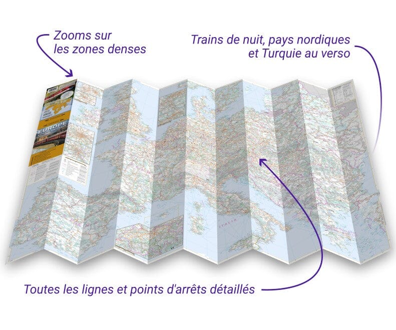 Carte de l'Europe : Voyage en train | Cartotrain carte routière Cartotrain 