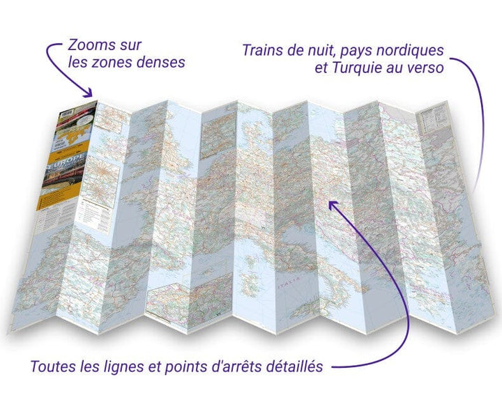 Carte de l'Europe : Voyage en train | Cartotrain carte routière Cartotrain 
