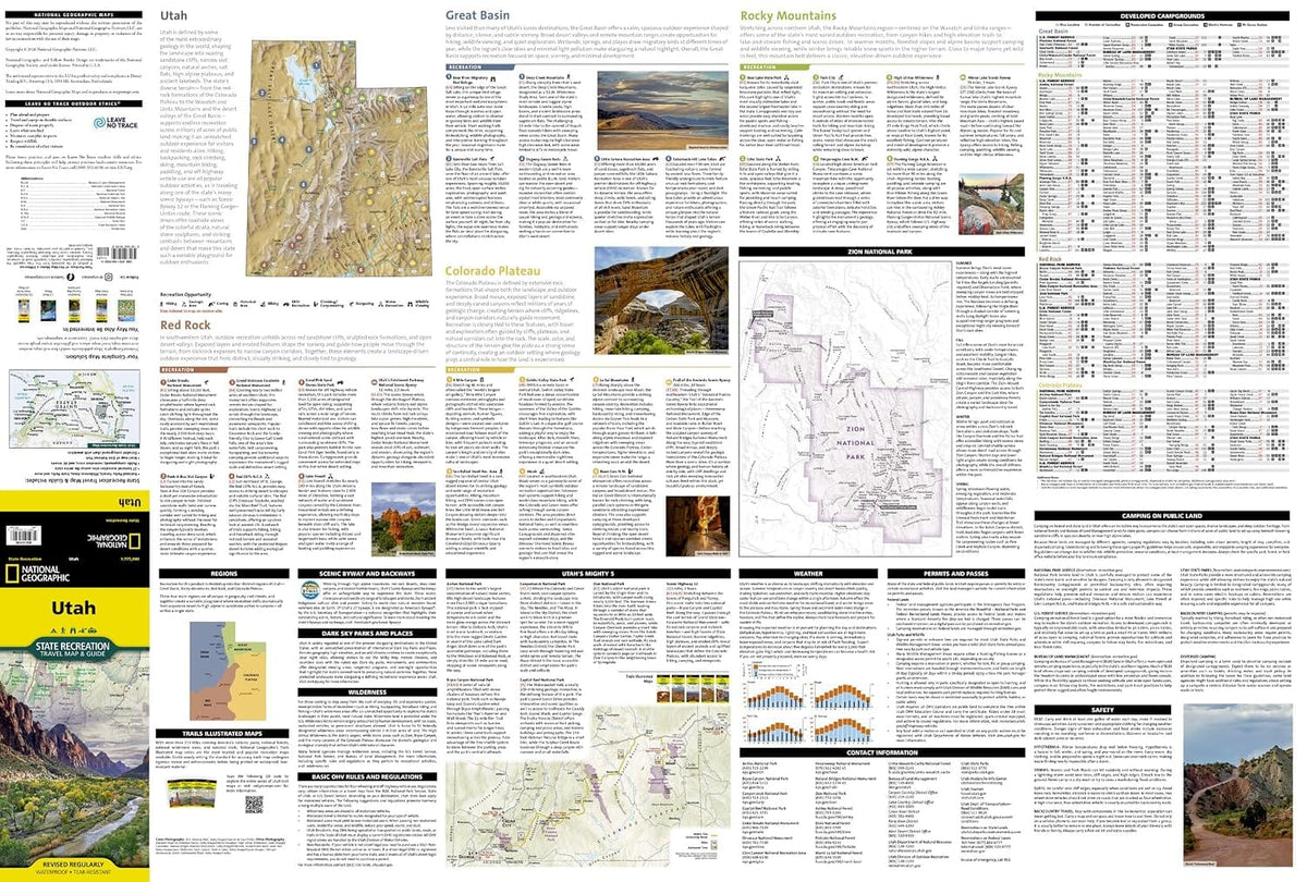 Carte de loisirs - Utah | National Geographic carte routière National Geographic 