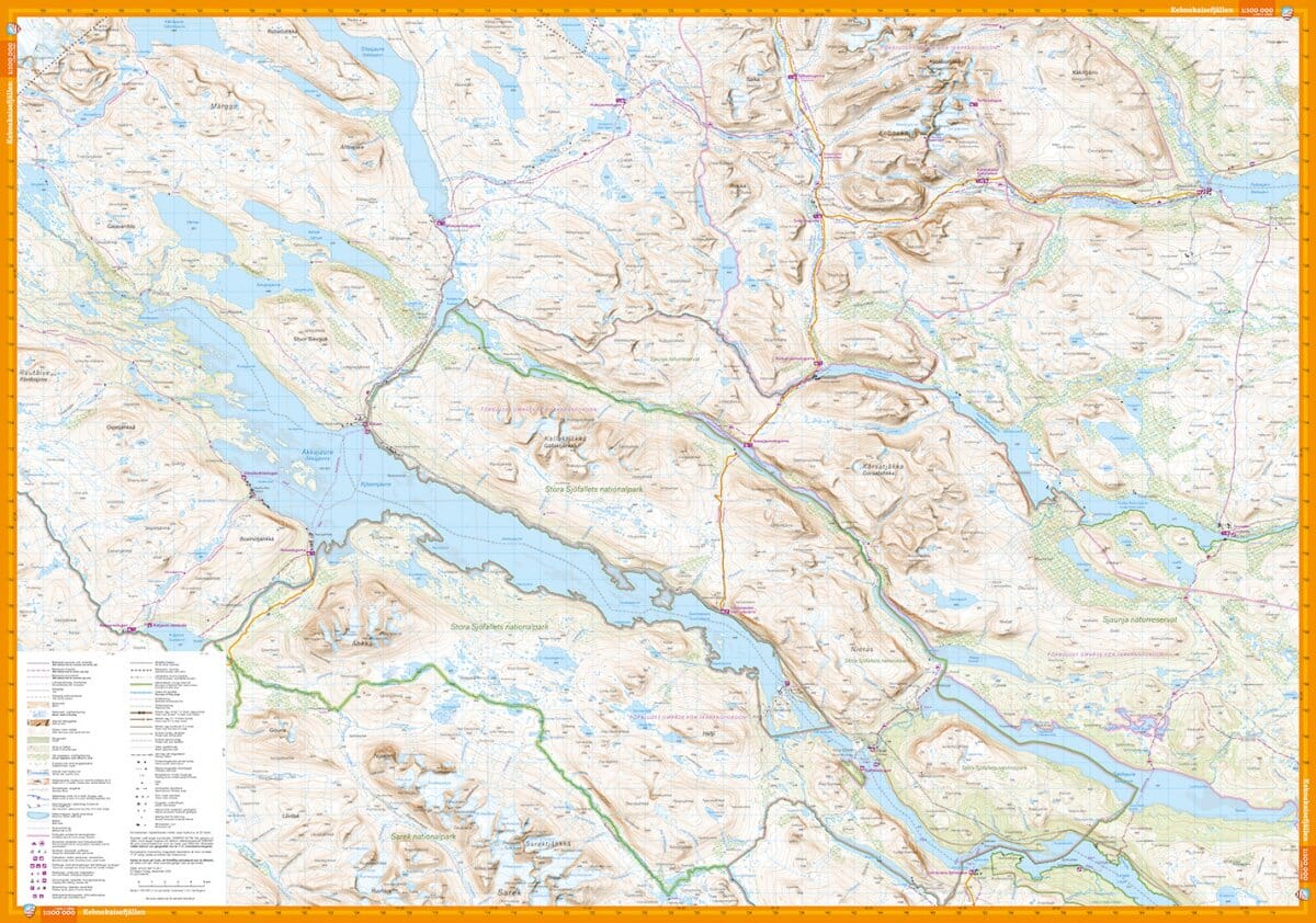 Carte de montagne - Kebnekaisefjällen & Narvik (Suède) | Calazo - 1/100 000 carte de randonnée Calazo