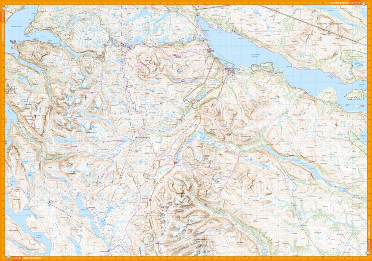 Carte de montagne - Kebnekaisefjällen & Narvik (Suède) | Calazo - 1/100 000 carte de randonnée Calazo