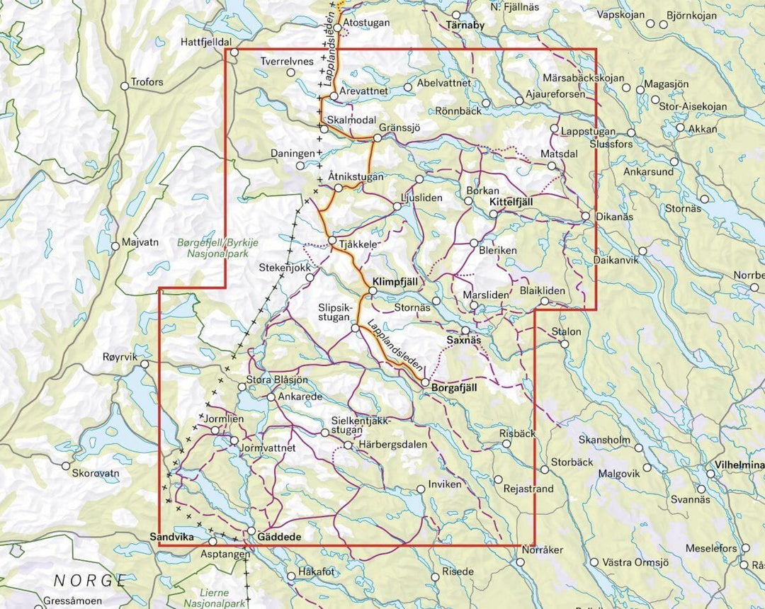 Carte de montagne - Kittelfjäll & Borgafjäll (Suède) | Calazo - 1/100 000 carte pliée Calazo 
