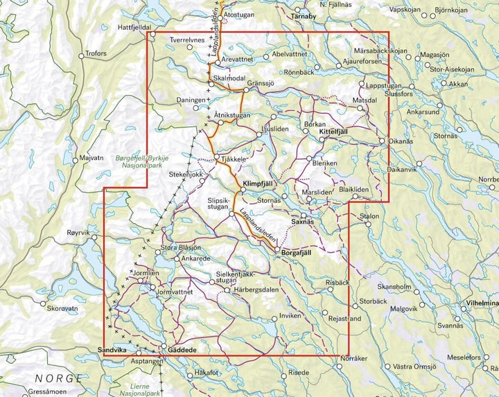 Carte de montagne - Kittelfjäll & Borgafjäll (Suède) | Calazo - 1/100 000 carte pliée Calazo 