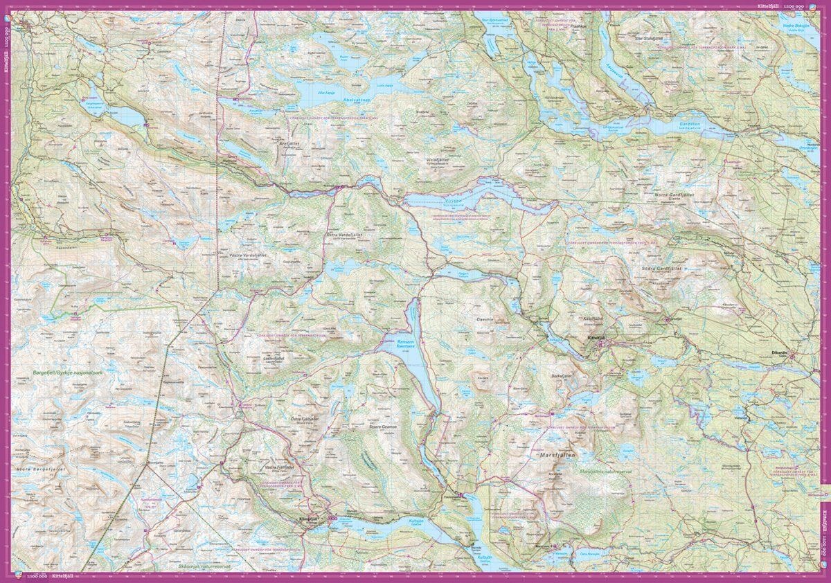 Carte de montagne - Kittelfjäll & Borgafjäll (Suède) | Calazo - 1/100 000 carte de randonnée Calazo