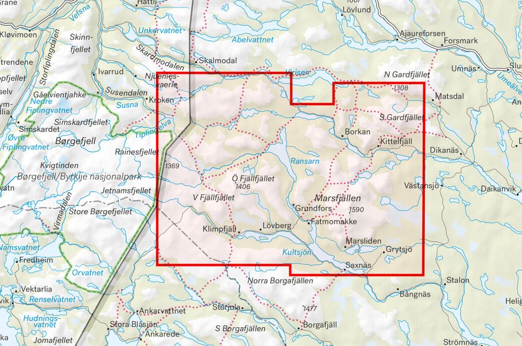 Carte de montagne - Kittelfjäll, Marsfjällen och Klimpfjäll (Suède) | Calazo - 1/50 000 carte de randonnée Calazo