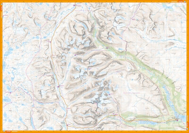 Carte de montagne - Kungsleden 1 : Kebnekaise, Abisko & Riksgränsen (Suède) | Calazo - 1/50 000 carte de randonnée Calazo