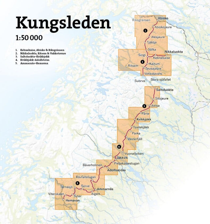 Carte de montagne - Kungsleden 1 : Kebnekaise, Abisko & Riksgränsen (Suède) | Calazo - 1/50 000 carte pliée Calazo 