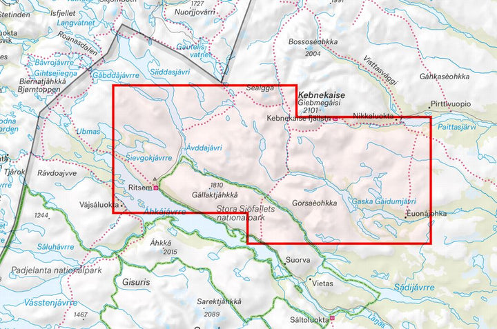 Carte de montagne - Kungsleden 2 : Nikkaluokta, Ritsem & Vakkotavare (Suède) | Calazo - 1/50 000 carte pliée Calazo 