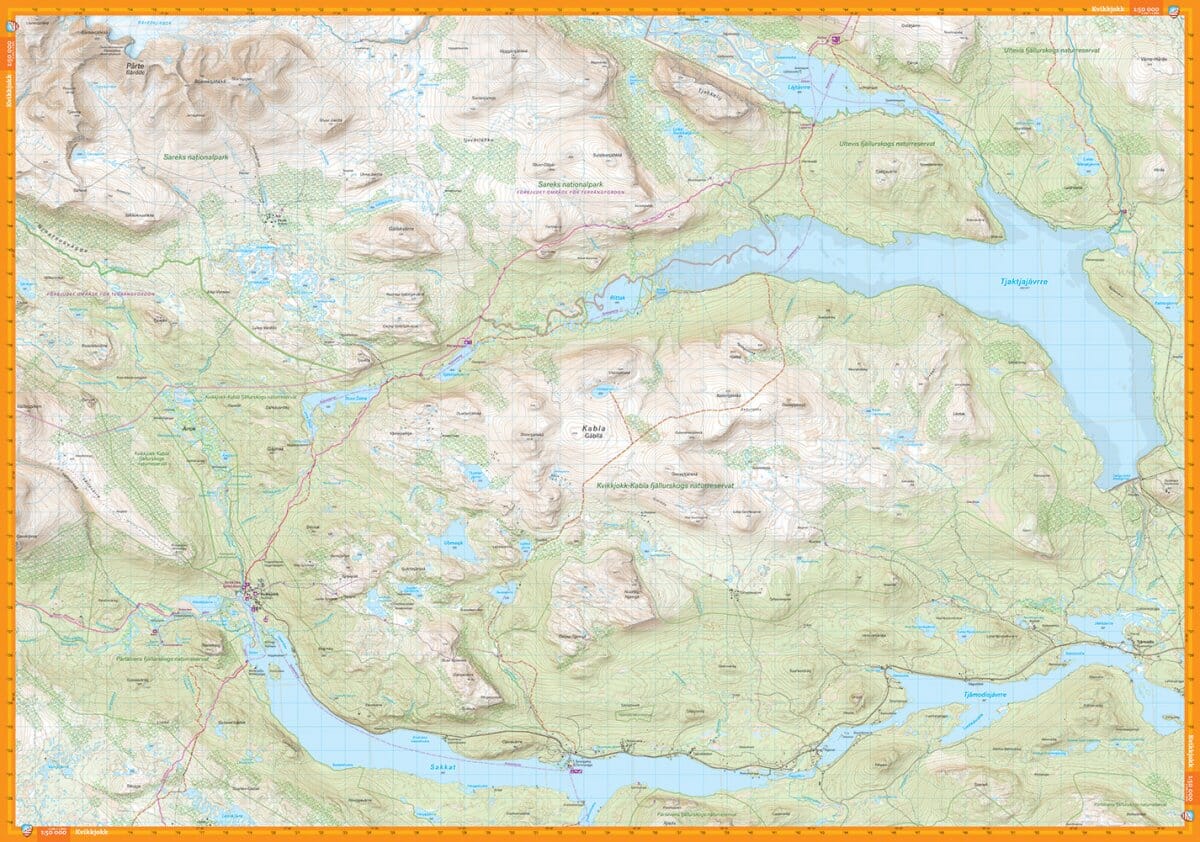 Carte de montagne - Kungsleden 3 : Saltouluokta - Kvikkjokk (Suède) | Calazo - 1/50 000 carte de randonnée Calazo