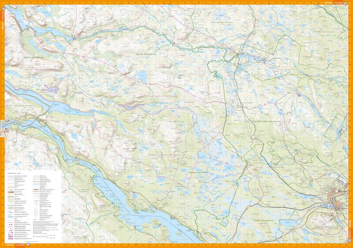 Carte de montagne - Muttos nationalpark & Sjávnja naturreservat - (Suède) | Calazo - 1/50 000 carte de randonnée Calazo