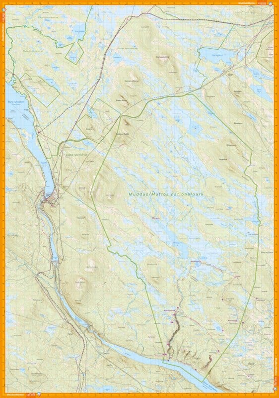 Carte de montagne - Muttos nationalpark & Sjávnja naturreservat - (Suède) | Calazo - 1/50 000 carte de randonnée Calazo