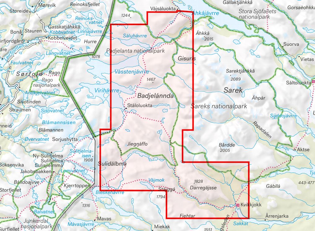 Carte de montagne - Padjelantaleden (Suède) | Calazo - 1/50 000 carte de randonnée Calazo