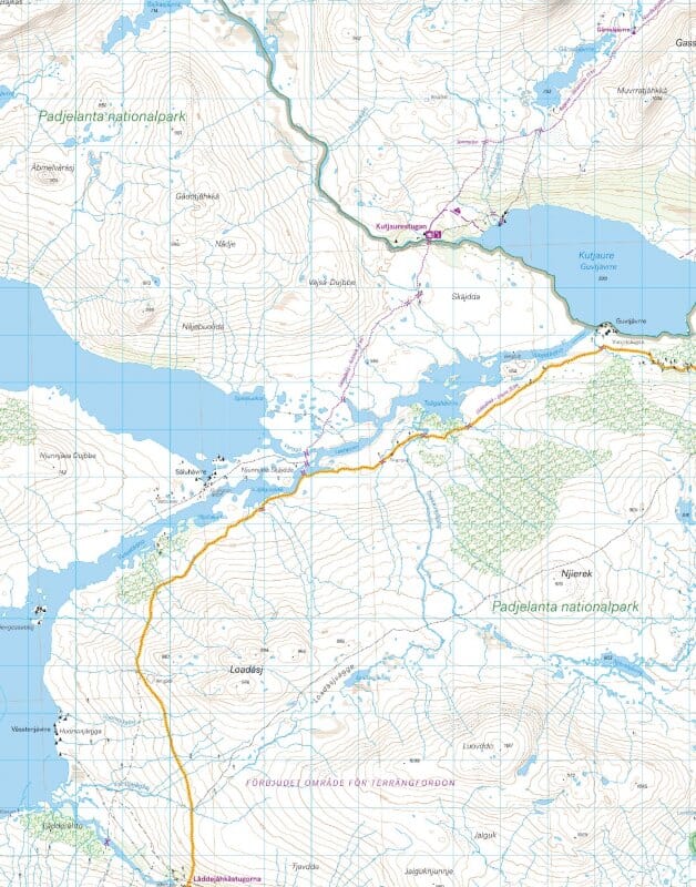 Carte de montagne - Padjelantaleden (Suède) | Calazo - 1/50 000 carte de randonnée Calazo