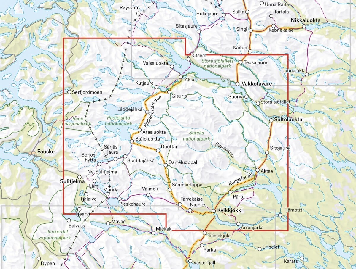 Carte de montagne - Sarek & Padjelanta (Suède) | Calazo - 1/100 000 carte de randonnée Calazo
