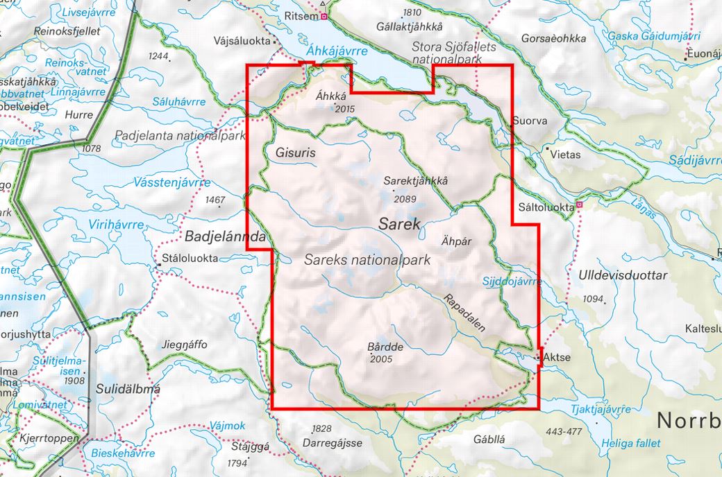 Carte de montagne - Sareks nationalpark (Suède) | Calazo - 1/50 000 carte de randonnée Calazo
