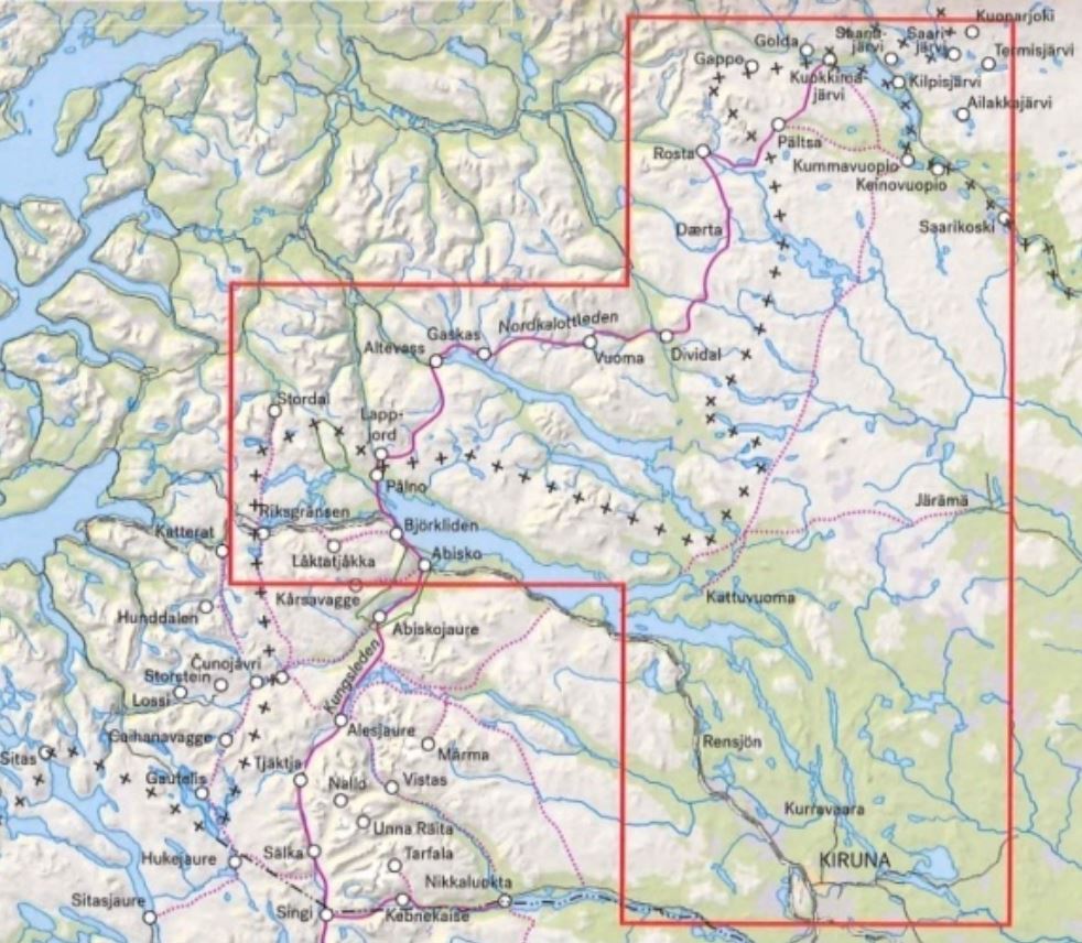 Carte de montagne - Treriksröset, Abisko & Kiruna (Suède) | Calazo - 1/100 000 carte de randonnée Calazo