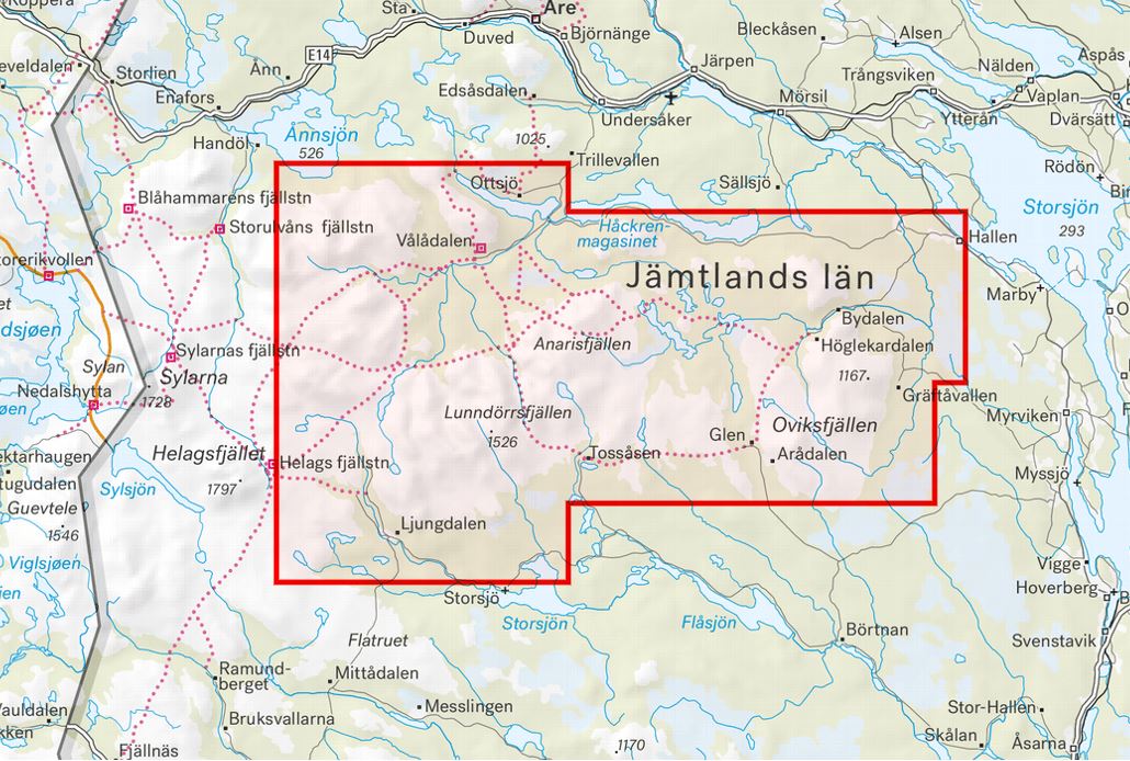 Carte de montagne - Vålådalen, Lunndörren & Oviksfjällen (Suède) | Calazo - 1/50 000 carte de randonnée Calazo