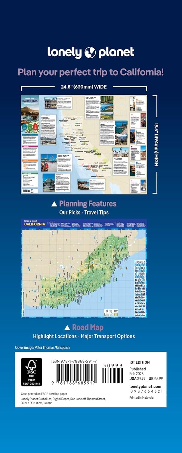 Carte de planification (en anglais) - California | Lonely Planet carte routière Lonely Planet EN 