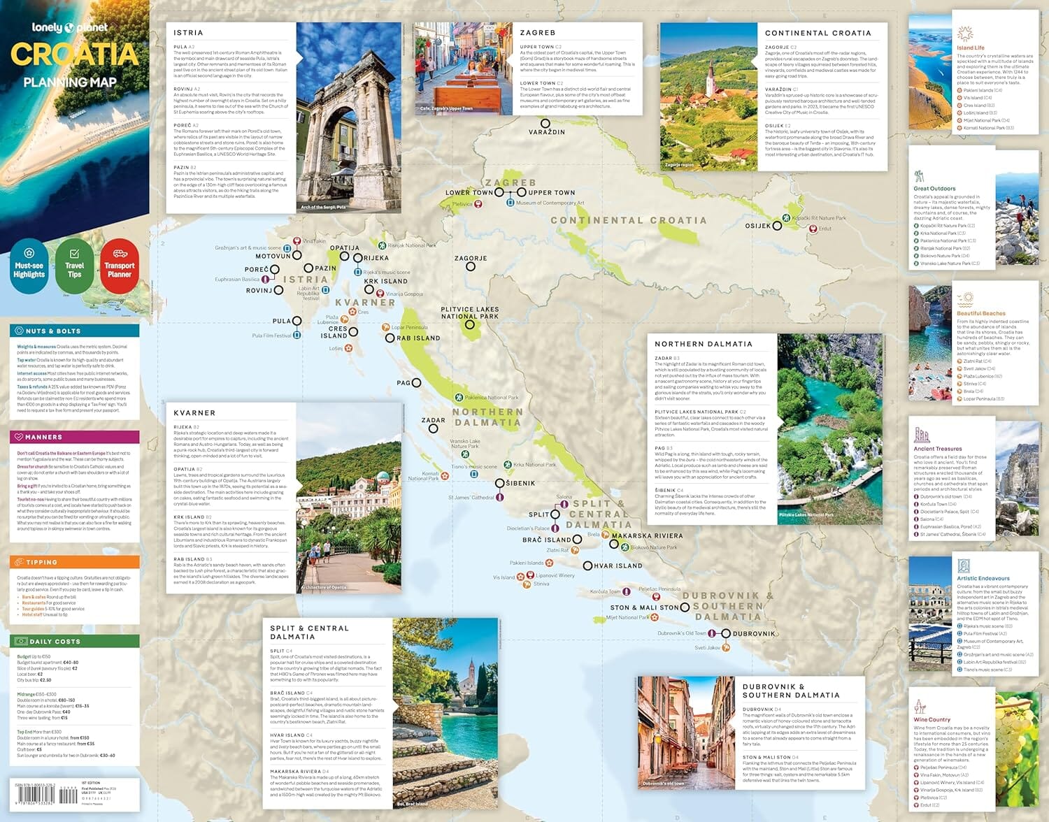 Carte de planification (en anglais) - Croatia | Lonely Planet carte routière Lonely Planet EN 