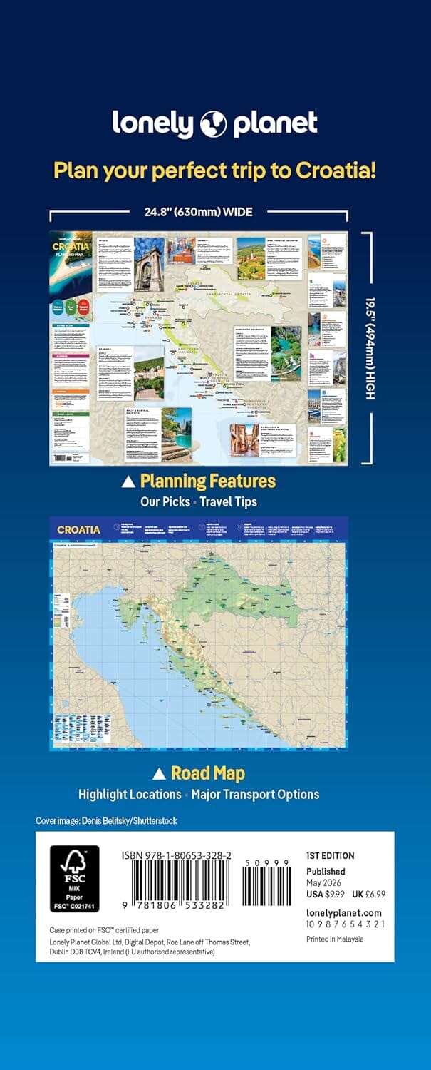 Carte de planification (en anglais) - Croatia | Lonely Planet carte routière Lonely Planet EN 