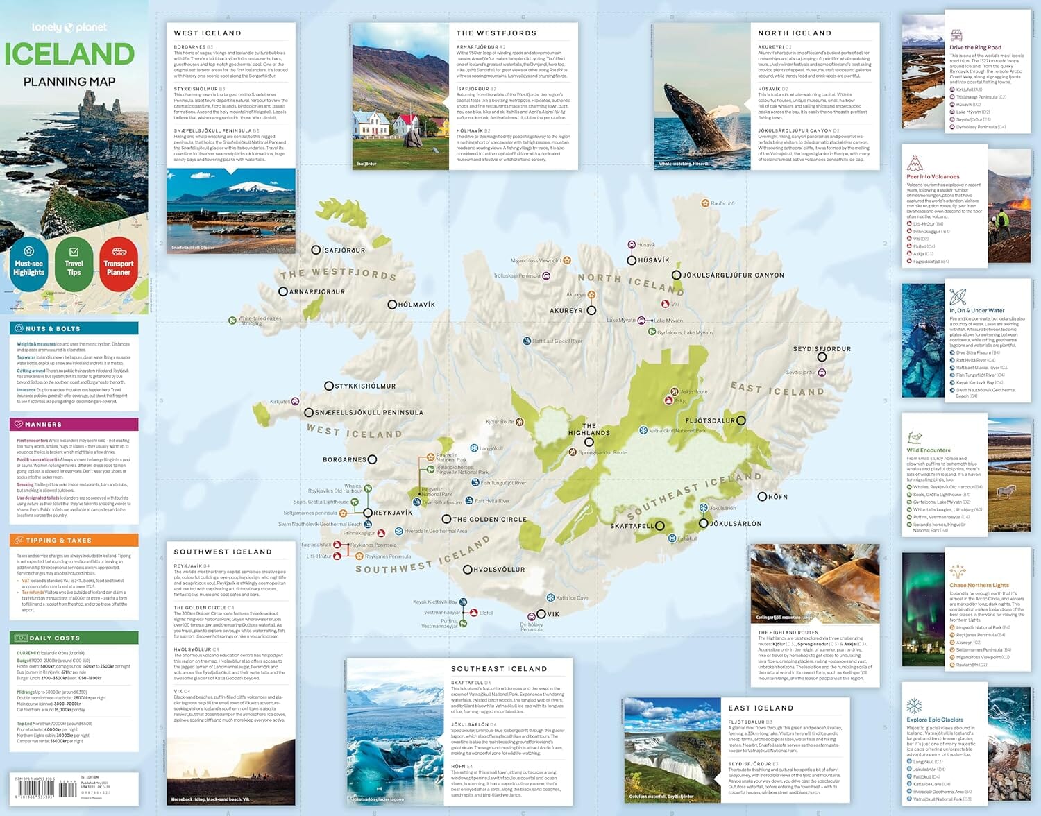 Carte de planification (en anglais) - Iceland | Lonely Planet carte routière Lonely Planet EN 