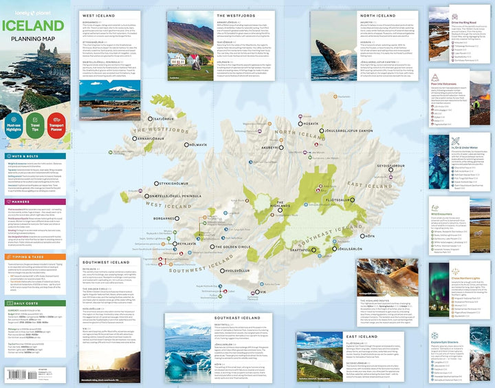 Carte de planification (en anglais) - Iceland | Lonely Planet carte routière Lonely Planet EN 