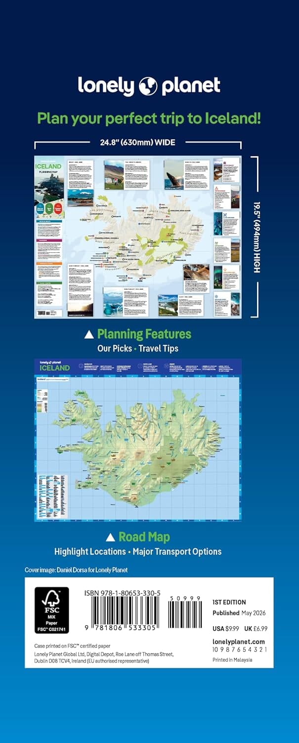 Carte de planification (en anglais) - Iceland | Lonely Planet carte routière Lonely Planet EN 