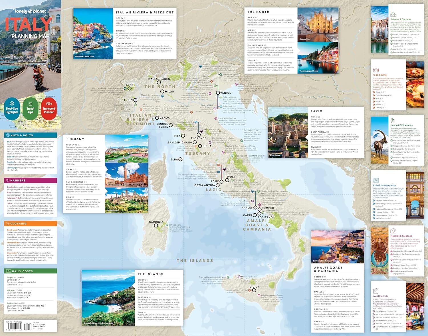 Carte de planification (en anglais) - Italy | Lonely Planet carte routière Lonely Planet EN