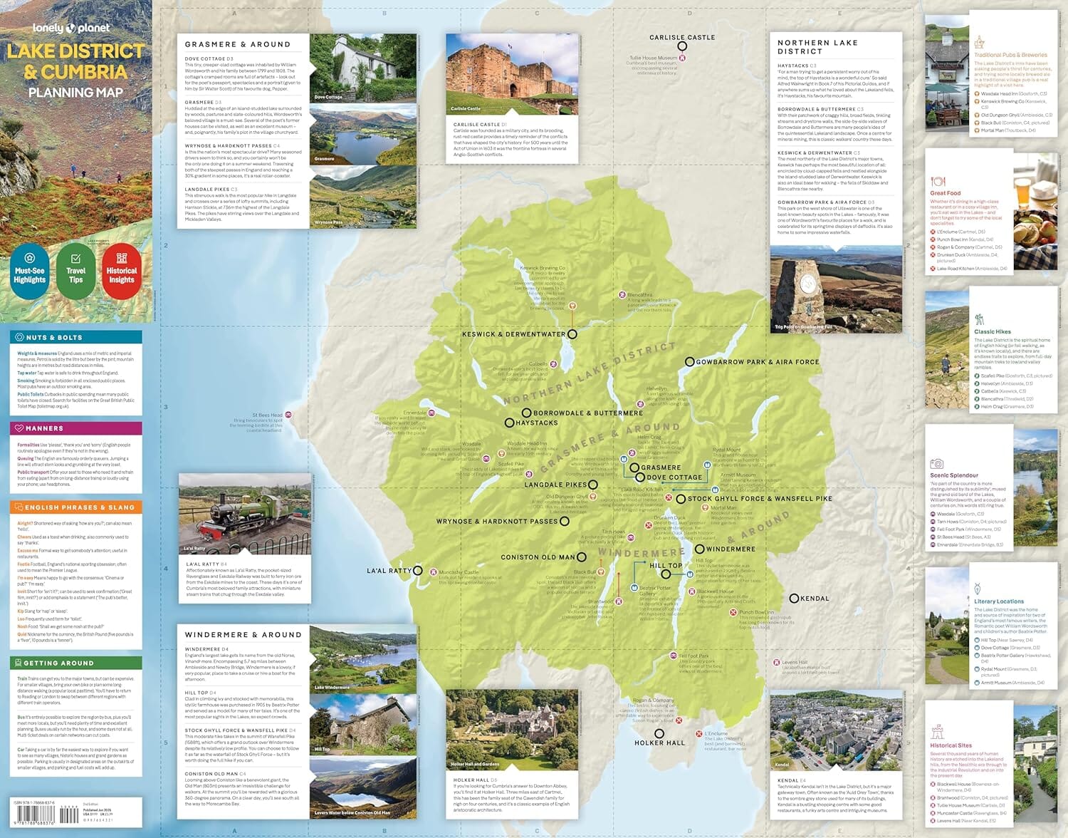 Carte de planification (en anglais) - Lake District & Cumbria | Lonely Planet carte routière Lonely Planet EN