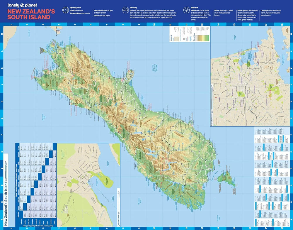Carte de planification (en anglais) - New Zealand : South island | Lonely Planet carte de voyage Lonely Planet EN 
