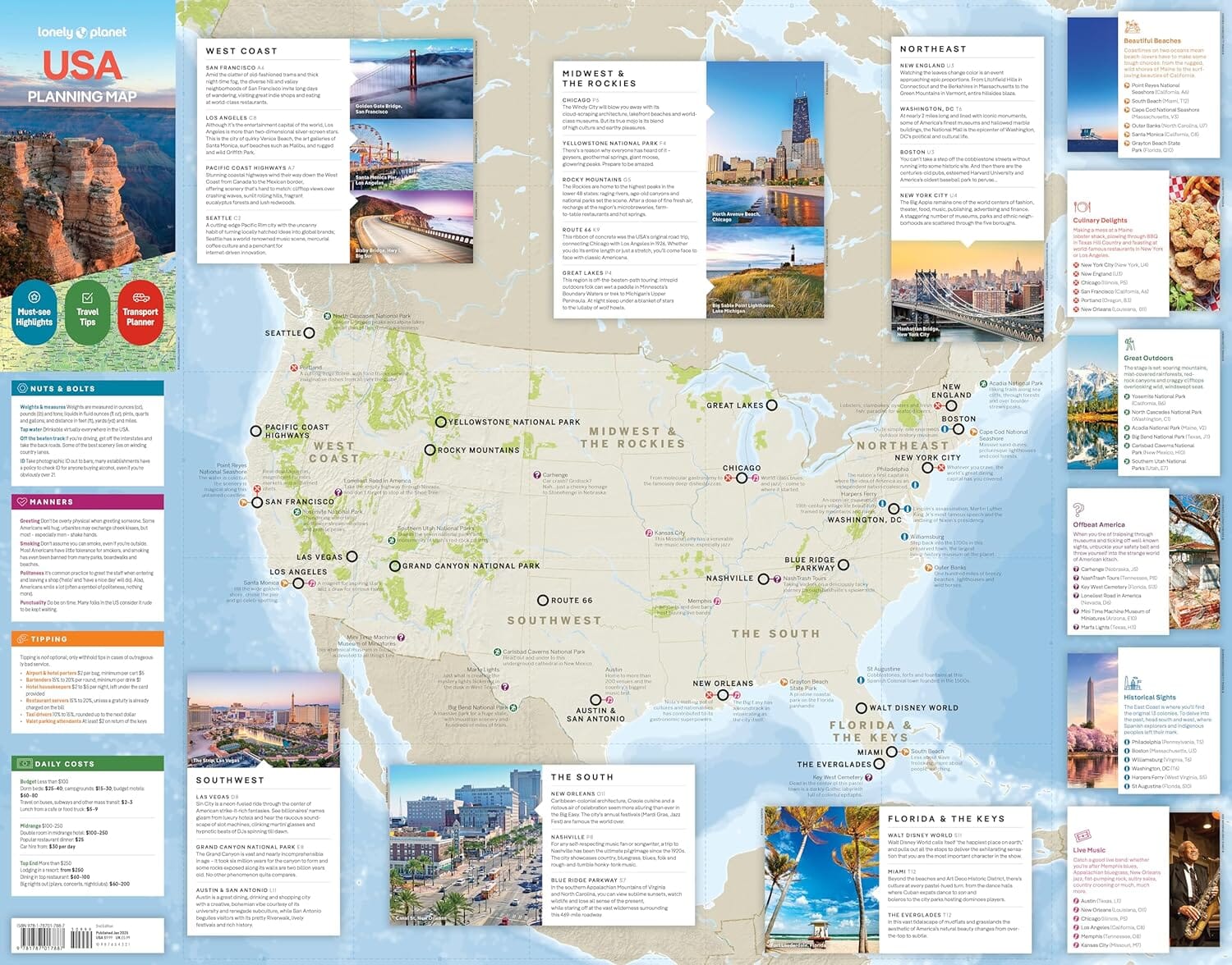 Carte de planification (en anglais) - USA | Lonely Planet carte routière Lonely Planet EN