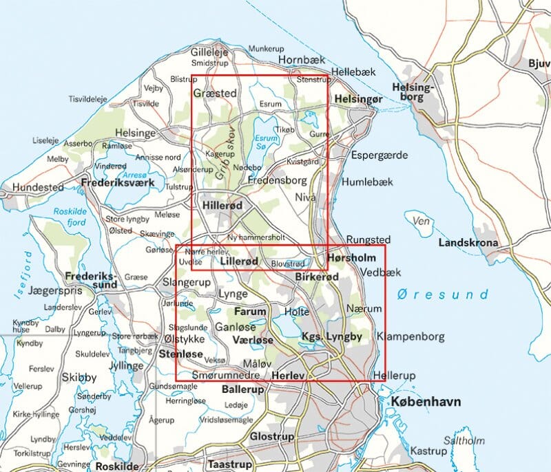 Carte de plein air - Det nordlige København & Nationalpark Kongernes Nordsjælland (Danemark) | Calazo carte pliée Calazo 