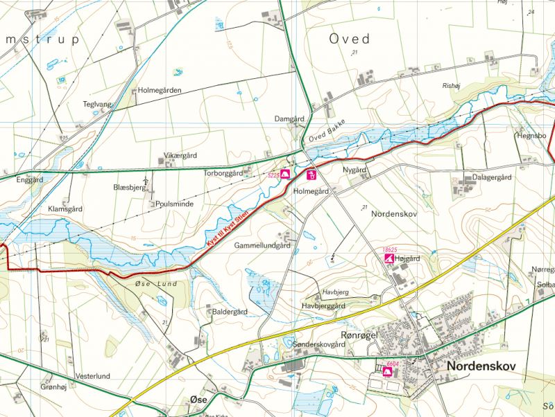 Carte de plein air - Kyst till Kyst Stien: Vest (Danemark) | Calazo carte de randonnée Calazo