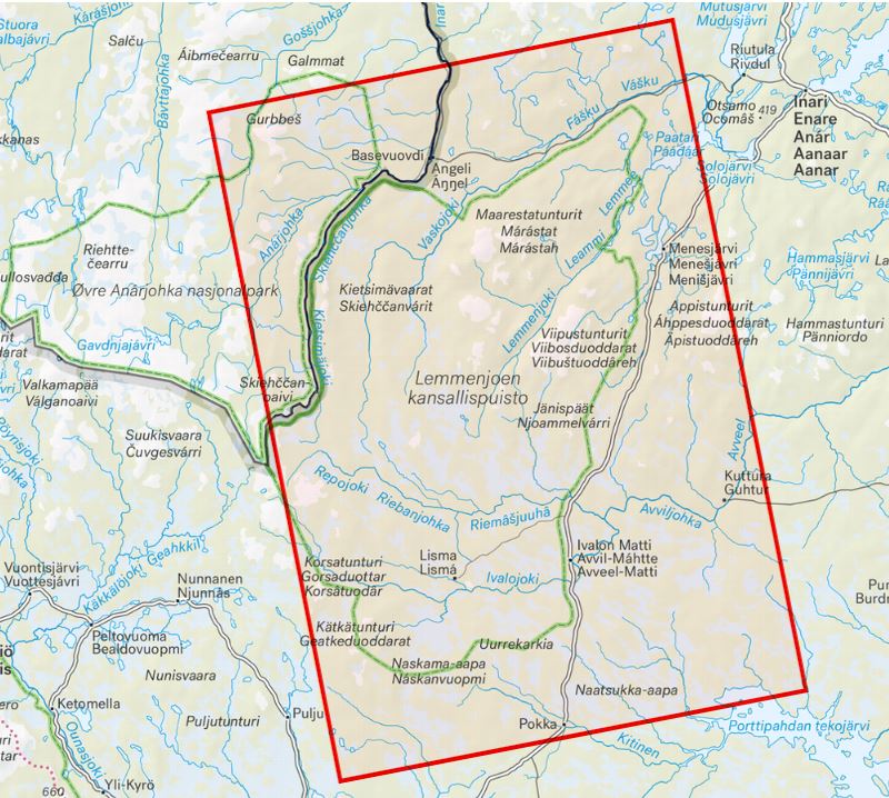 Carte de plein air - Lemmenjoki - (Finlande) | Calazo carte de randonnée Calazo