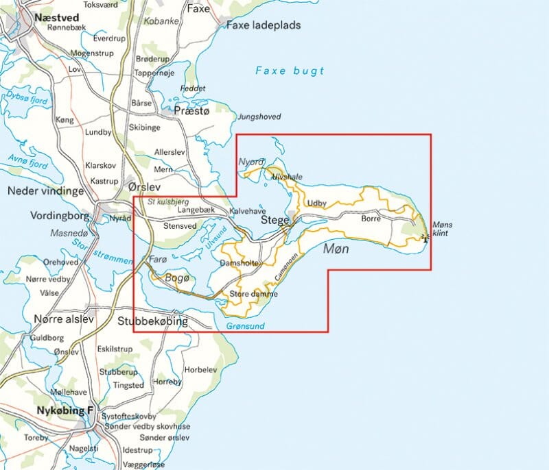 Carte de plein air - Møn & Camønoen (Danemark) | Calazo carte de randonnée Calazo